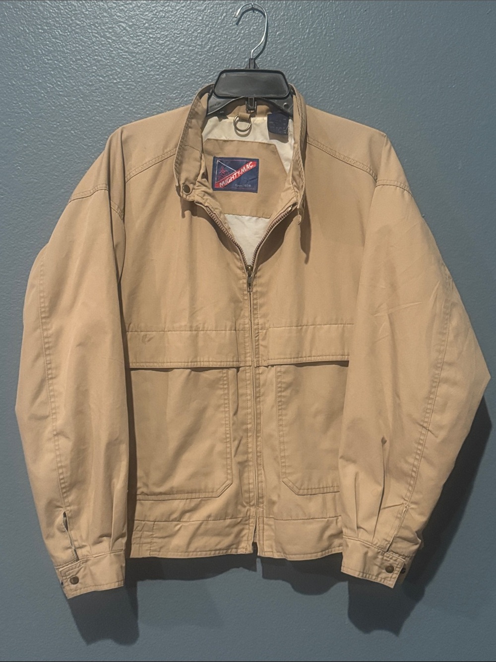 Vintage Khaki Men's Zip-Front Jacket